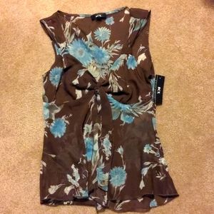 Sheer brown floral top